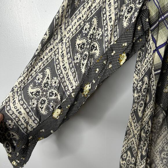 Free People American Pie Kimono Patchwork Duster Women's One Size Hippie Boho - Picture 6 of 10